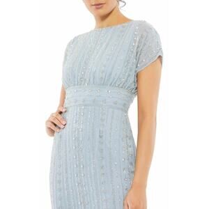 NWT Mac Duggal Pastel Blue Beaded Tea-lenth dress 93649 Cocktail Dress Size 12